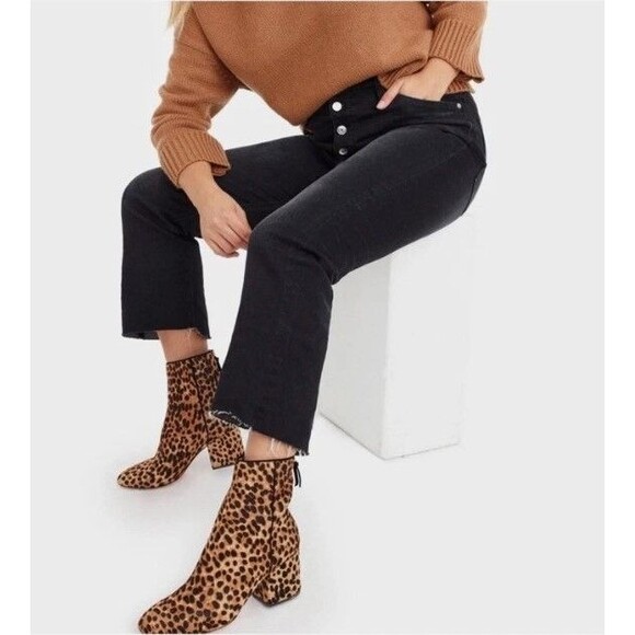 JCrew Walker Ankle Boots Walker Calf Hair Leopard Print Booties Size 8.5 - Picture 1 of 10